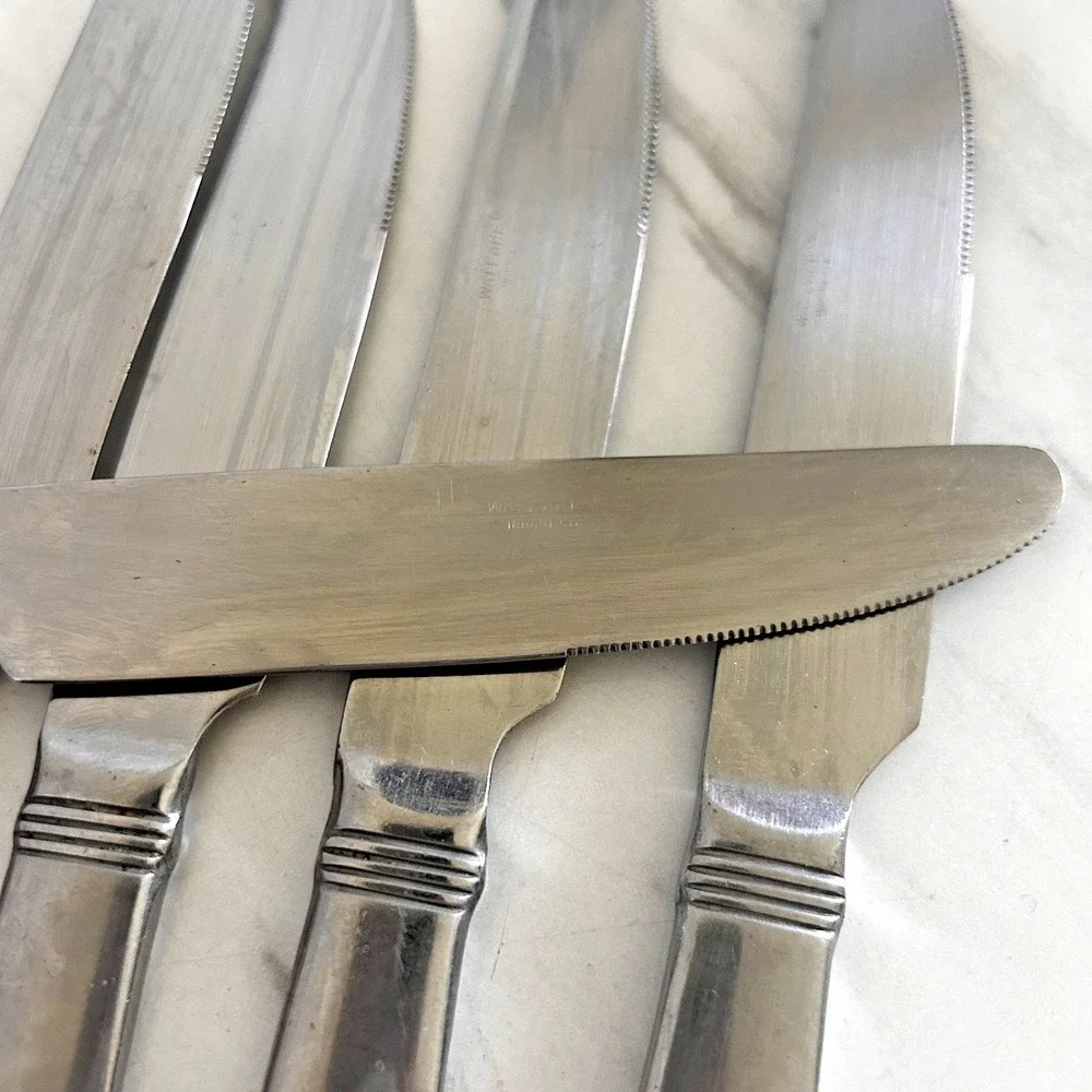 WALLACE 18/10 Dinner Knives Knife Flatware Napoli Pattern Lot of 6 FFF